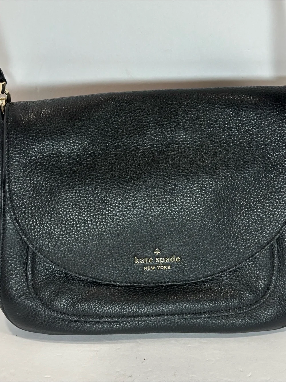 Kate Spade Leila Medium Triple Compartment Black Pebbled Leather Shoulder Bag